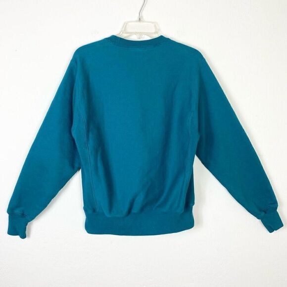 Champion Teal Blue Reverse Weave Crewneck Sweatshirt Size S - Picture 3 of 6